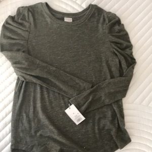 Green puff sleeve sweater